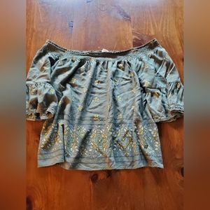 Maurices off shoulder blouse floral olive size - 1